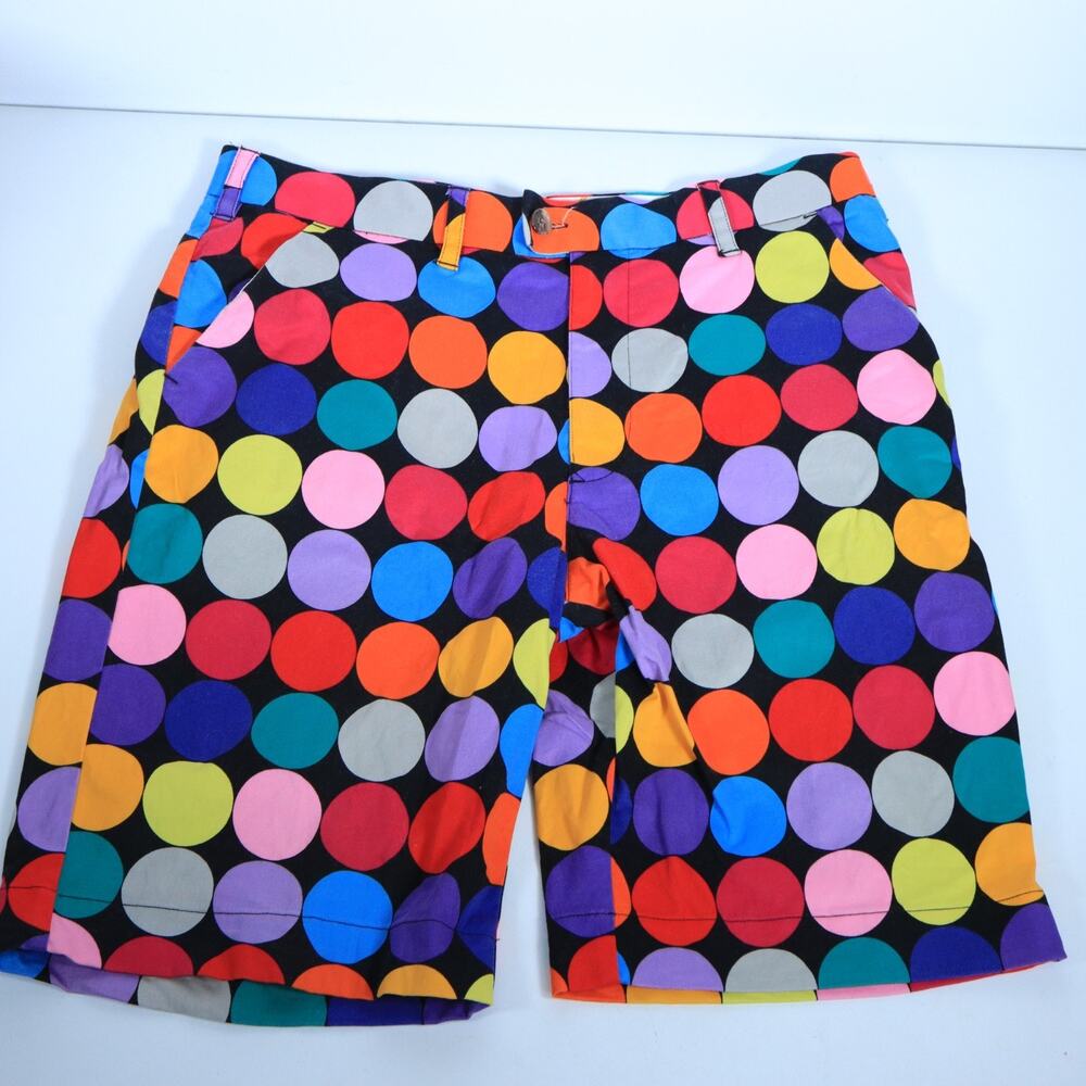 Loudmouth Men's Flat Front Golf Shorts Multi Colored Dots Size 34